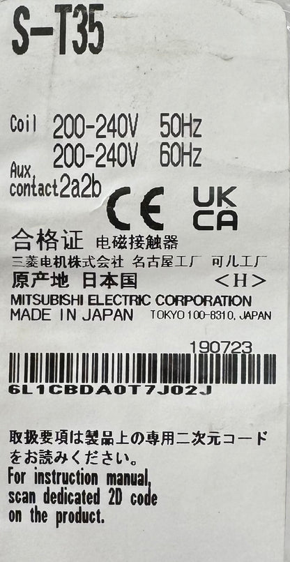 Contactor S-T35 / 3p + 2no + 2nc Trifásico Bobina 220v - Mitsubishi