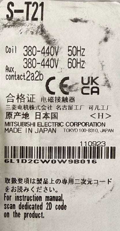 Contactor S-T21 / 3p + 2no + 2nc Trifásico Bobina 380v - Mitsubishi