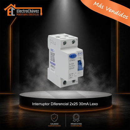 Interruptor Disyuntor Automático Diferencial 2p 25a (2x25a) 30mA Tipo AC - Lexo