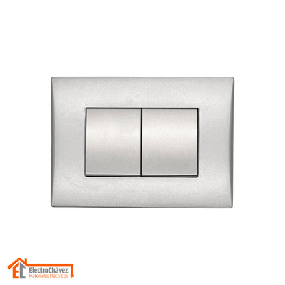 Interruptor Embutido Doble Teclón 9/15 10a Silver Andes Armado Metal - Lexo