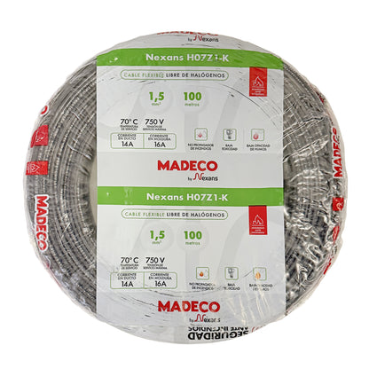 Cable Certificado Evaflex 1,5 mm² Libre De Halógeno (h07z1-k) por 100 metros