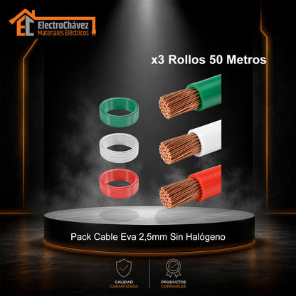 Cable Evaflex 2,5 mm² Libre De Halógeno h07z1-k (Pack 3 Rollos de 50mts)
