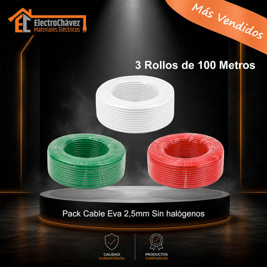 Cable Evaflex 2,5 mm² Libre De Halógeno h07z1-k (Pack 3 Rollos de 100mts)