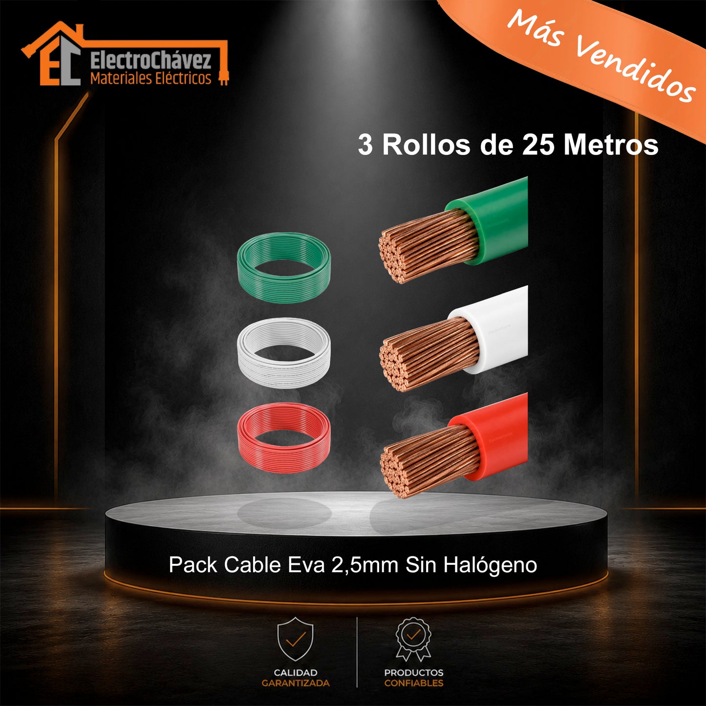 Cable Evaflex 2,5 mm² Libre De Halógeno h07z1-k (Pack 3 Rollos de 25mts)