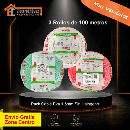 Cable Evaflex 1,5 mm² Libre De Halógeno h07z1-k (Pack 3 Rollos de 100mts)