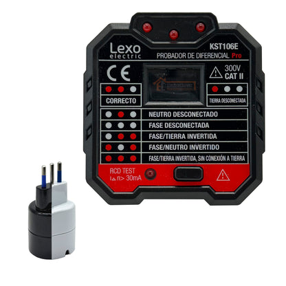 Probador Diferencial Tester De Enchufes + Adaptador Schuko - Lexo