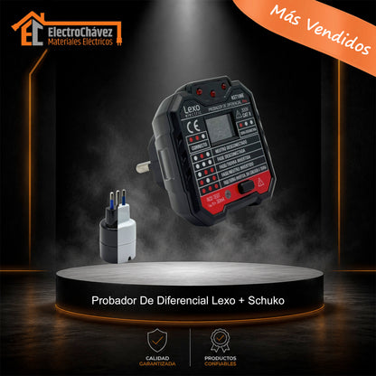 Probador Diferencial Tester De Enchufes Lexo + Adaptador Schuko