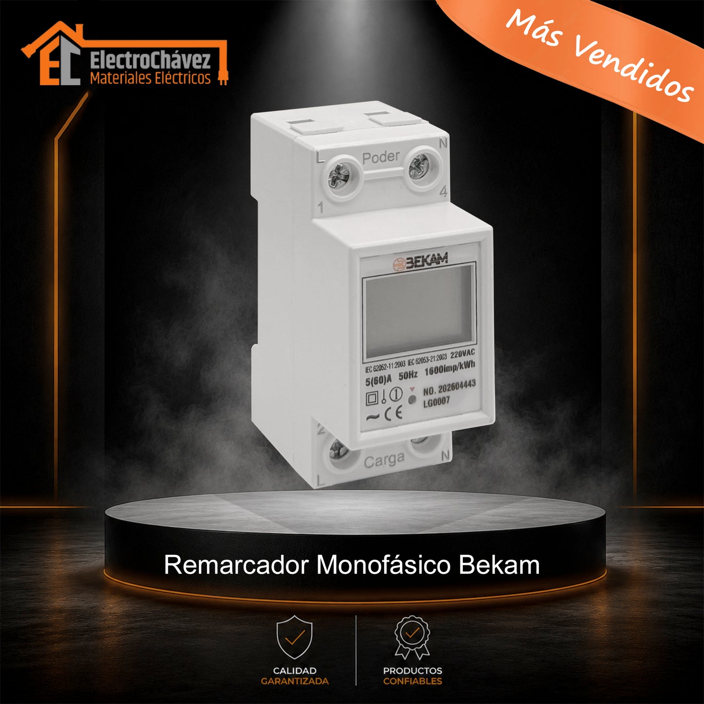 Remarcador De Corriente Eléctrico Monofásico 5(60)A Digital Riel Din