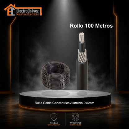 Cable Concéntrico Acometida 2x6mm Aluminio (Por 100 metros)