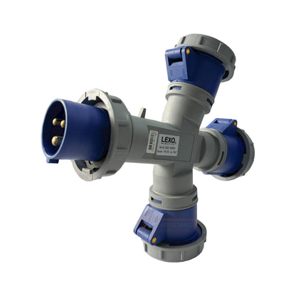 Enchufe Derivación Pulpo Industrial 3 Hembras 16a 2p+t 220v Ip67 - Lexo