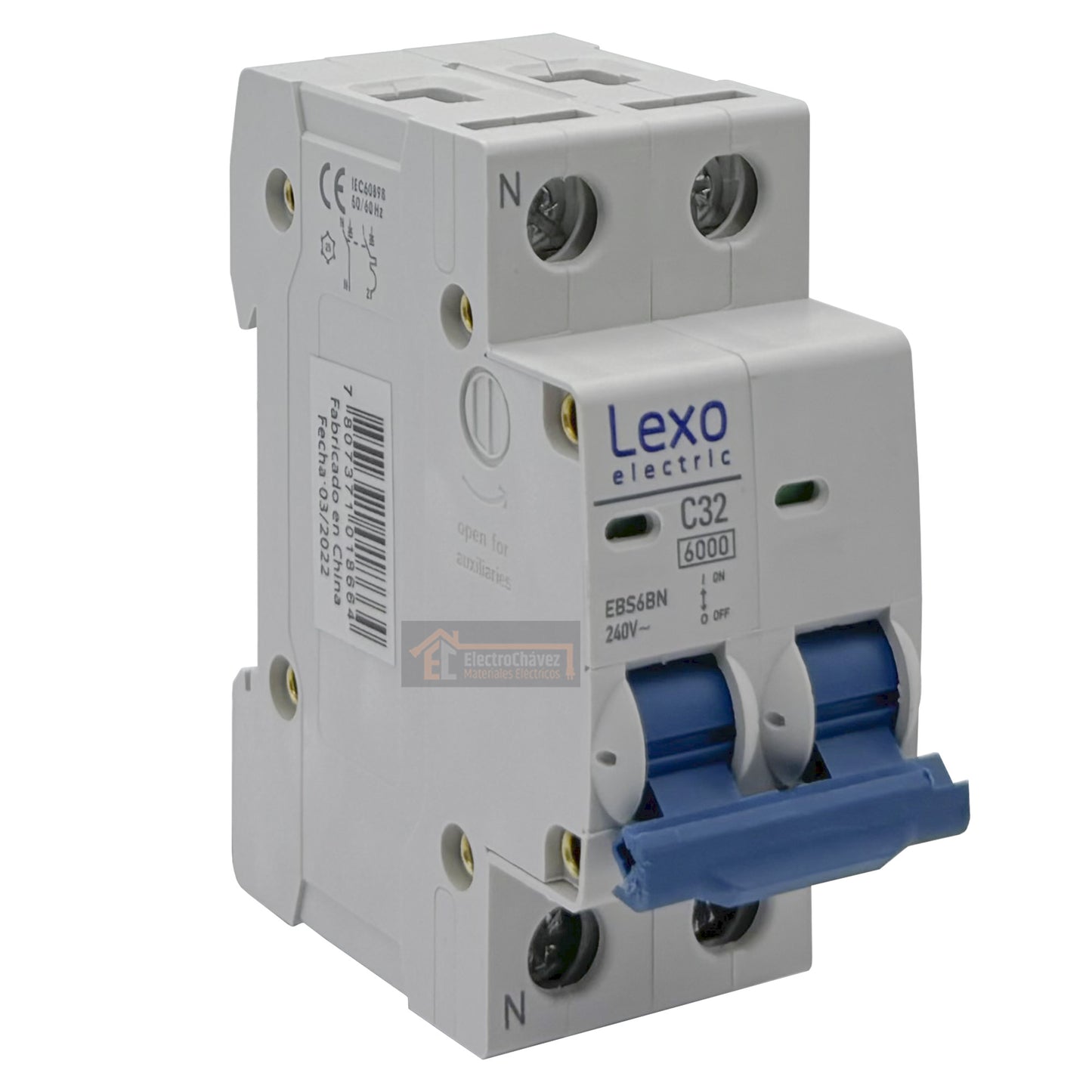 Interruptor Disyuntor Automático Bipolar 2p 32a (2x32a) 6ka Curva C - Lexo
