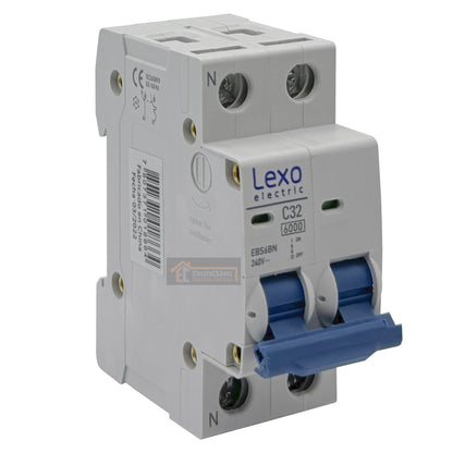 Interruptor Disyuntor Automático Bipolar 2p 32a (2x32a) 6ka Curva C - Lexo