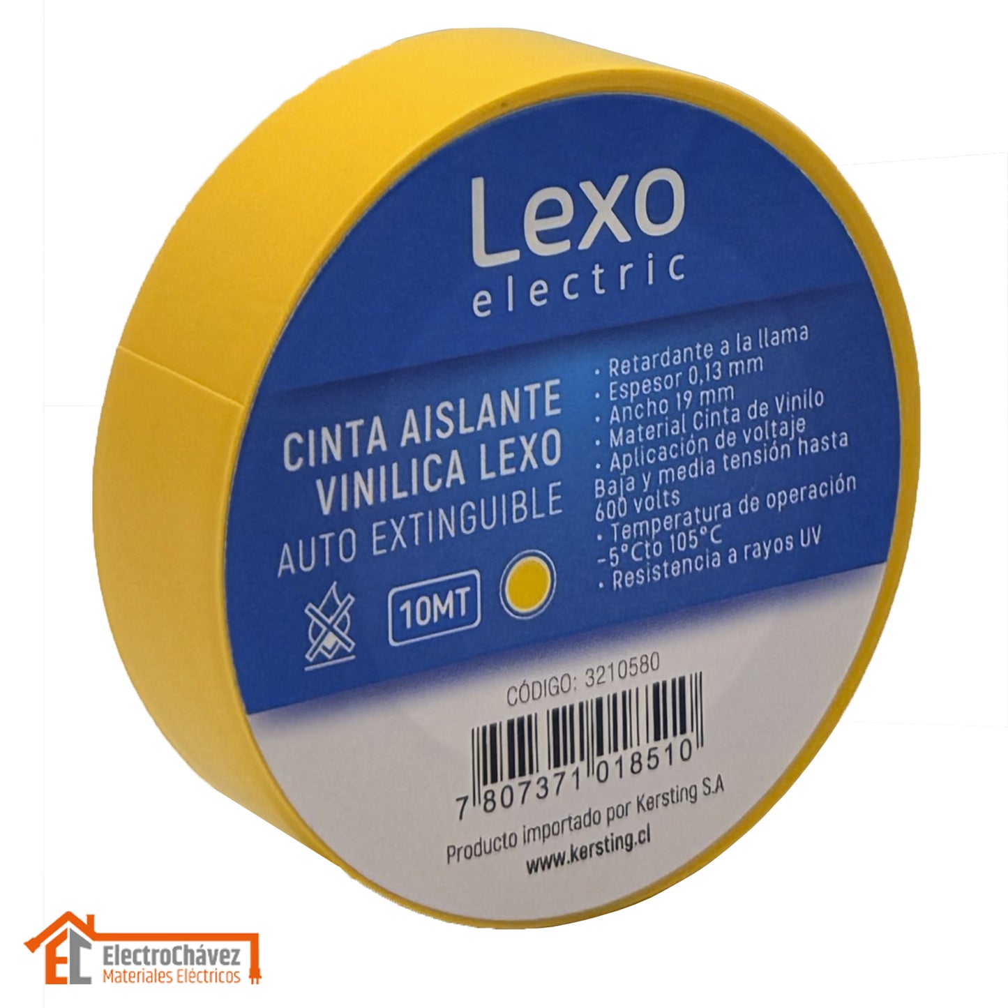 Cinta Huincha Aislante Autoextinguible 10m Amarillo - Lexo
