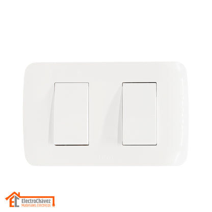 Interruptor Embutido Doble 9/15 10a Blanco Armado - Lexo