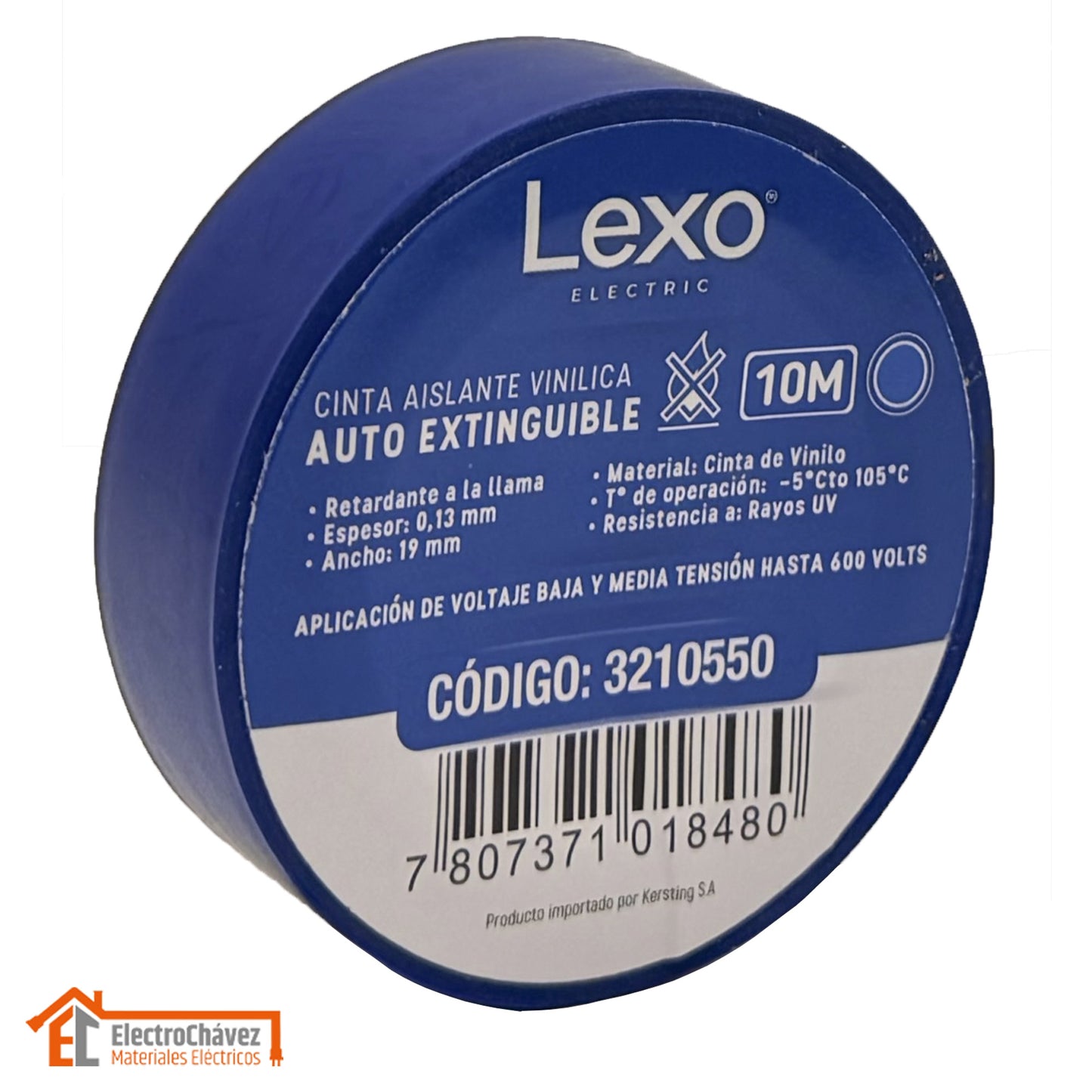 Cinta Huincha Aislante Autoextinguible 10m Azul - Lexo