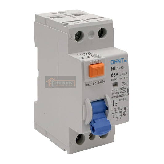 Interruptor Disyuntor Diferencial 2p 63a (2x63a) Inmunizado 30mA Tipo A - Chint