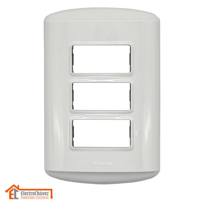 Tapa / Placa 3 Módulos Embutida Modus Plus - Bticino