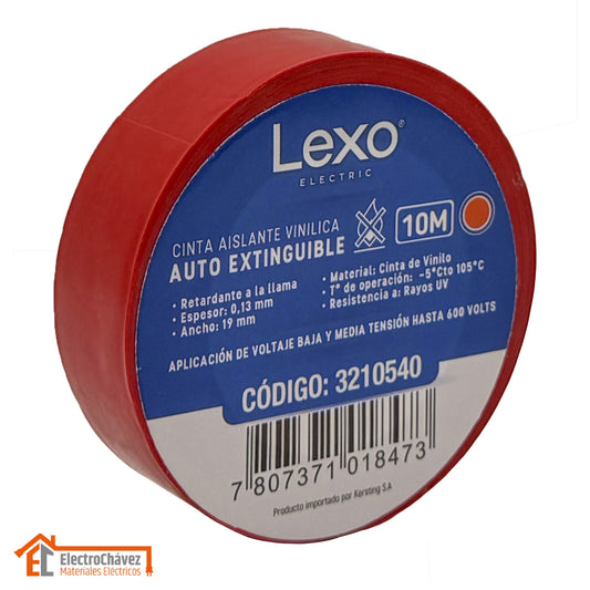 Cinta Huincha Aislante Autoextinguible 10m Roja - Lexo