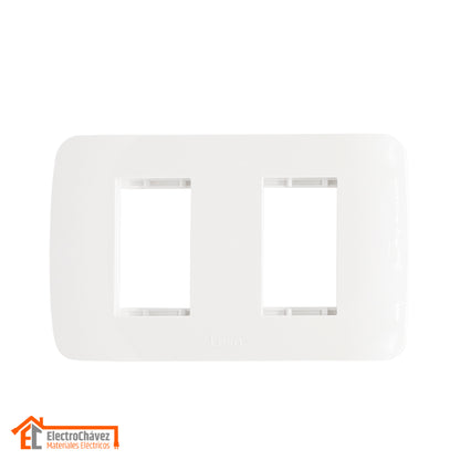 Tapa / Placa 2 Módulos Embutida Con Soporte Blanco - Lexo