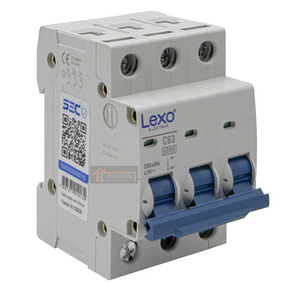 Interruptor Disyuntor Automático Tripolar 3p 63a (3x63a) 6ka Curva C - Lexo