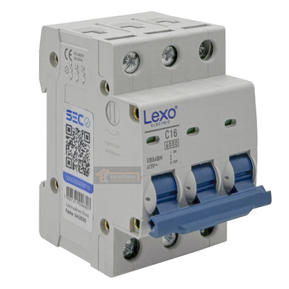 Interruptor Disyuntor Automático Tripolar 3p 16a (3x16a) 6ka Curva C - Lexo