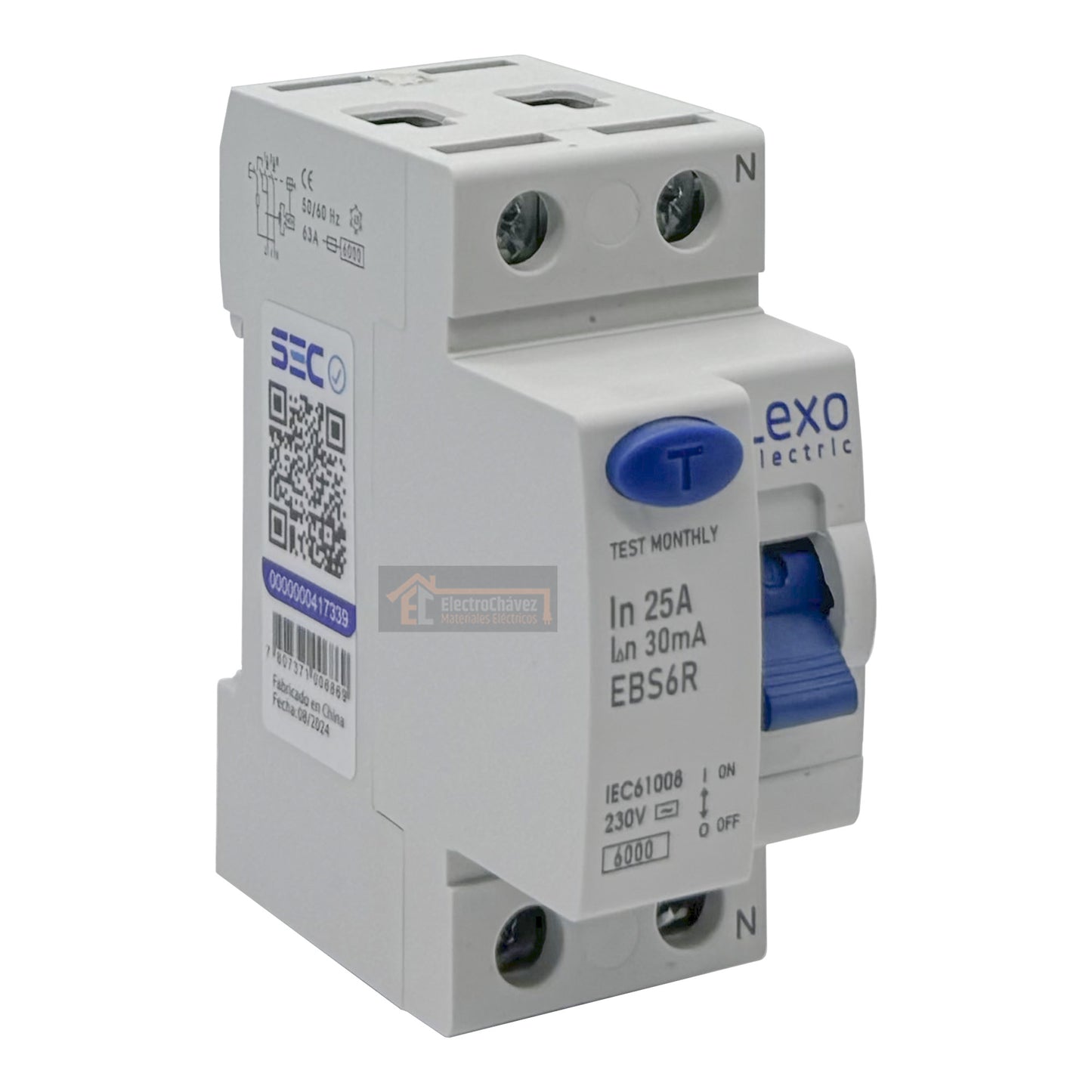 Interruptor Disyuntor Automático Diferencial 2p 25a (2x25a) 30mA Tipo AC - Lexo