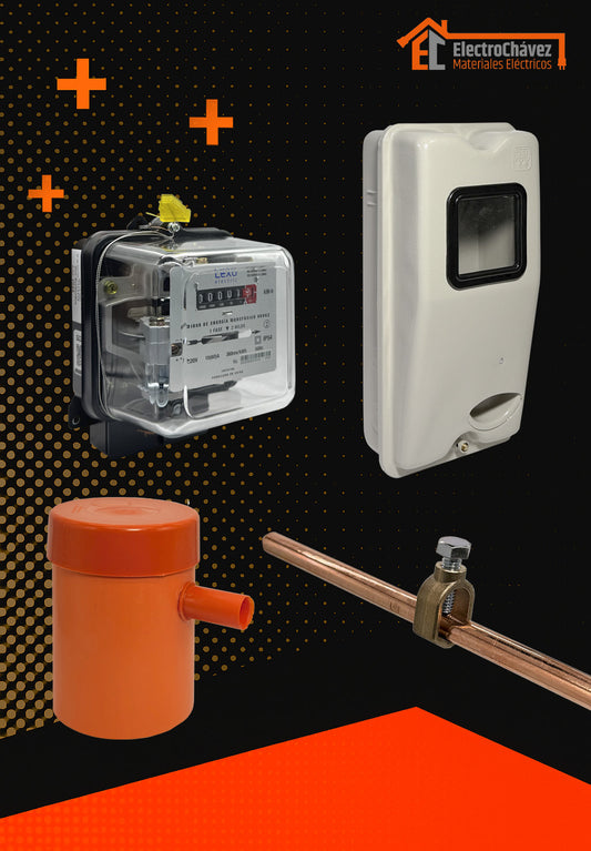 Pack Medidor Monofásico + Caja Empalme + Kit Tierra 160mm