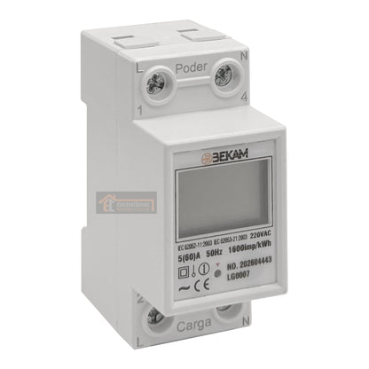 Remarcador De Corriente Eléctrico Monofásico 5(60)A Digital Riel Din