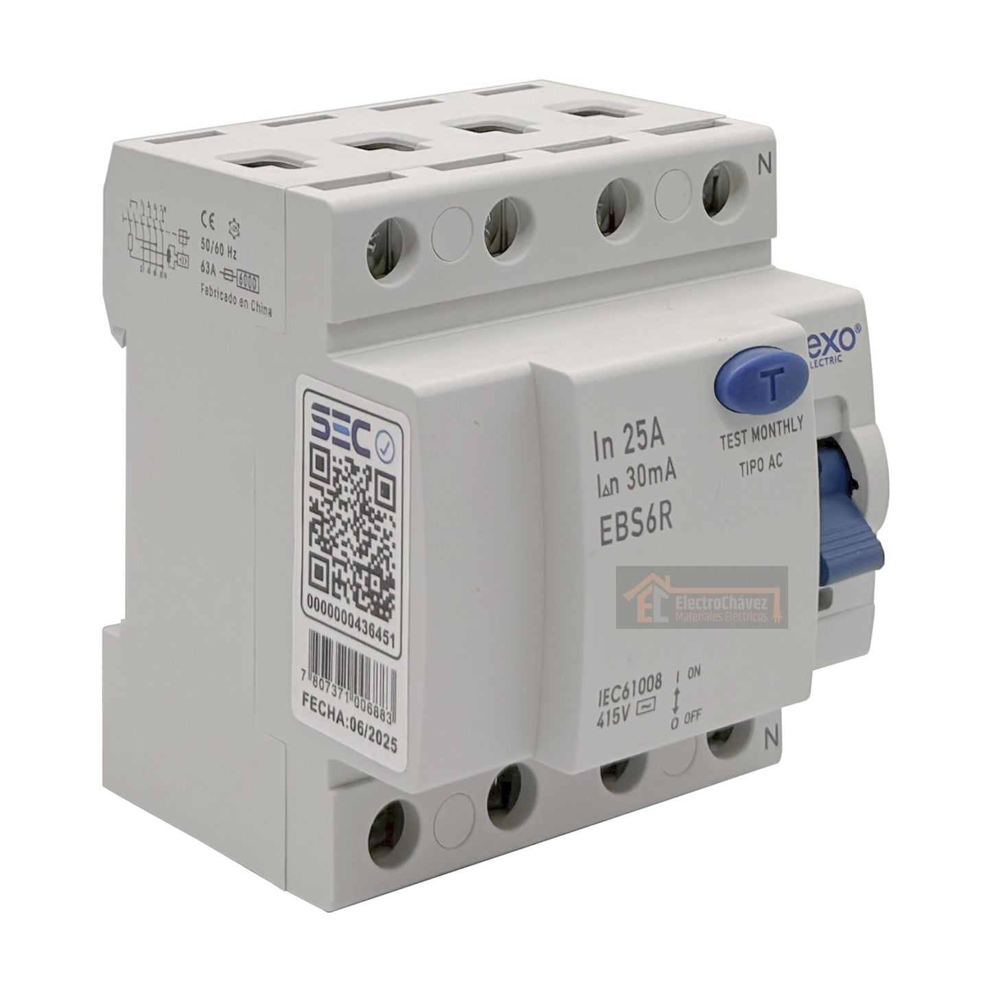 Interruptor Disyuntor Automático Diferencial 4p 25a (4x25a) 30mA Tipo AC - Lexo