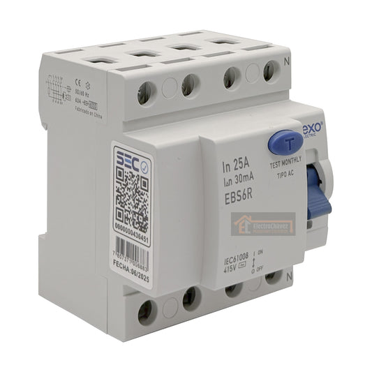 Interruptor Disyuntor Automático Diferencial 4p 25a (4x25a) 30mA Tipo AC - Lexo