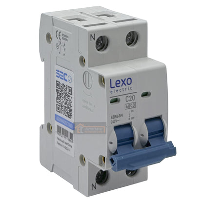 Interruptor Disyuntor Automático Bipolar 2p 20a (2x20a) 6ka Curva C - Lexo
