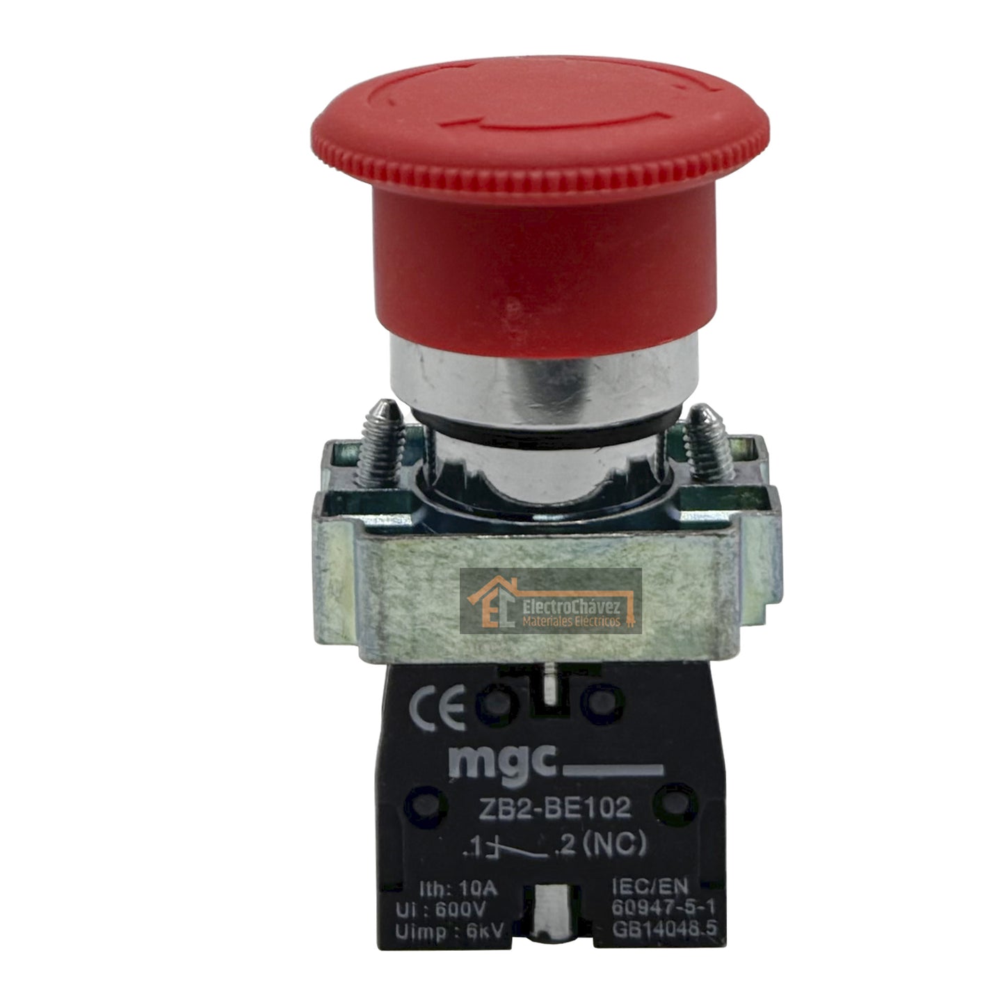 Botón Pulsador Metal Parada Emergencia 22mm Con Retención