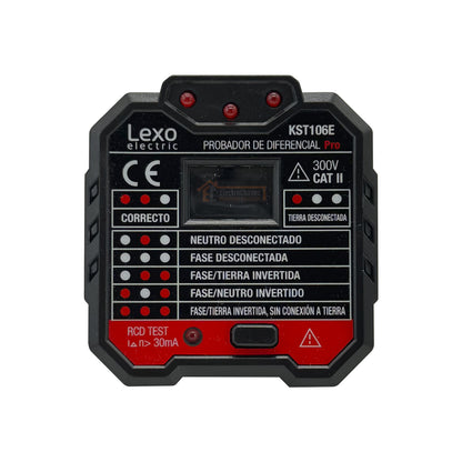 Probador Diferencial Tester De Enchufes + Adaptador Schuko - Lexo