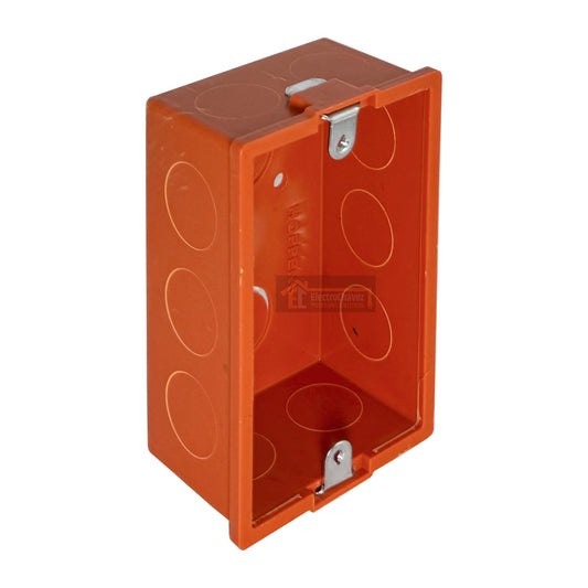 Caja Distribución Embutida Eléctrica Pvc Tabique Aro metal Naranja