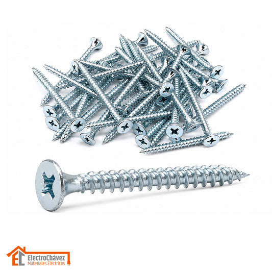 Tornillo Volcanita 8x3" Madera Drywall Punta Fina (100 Unidades)