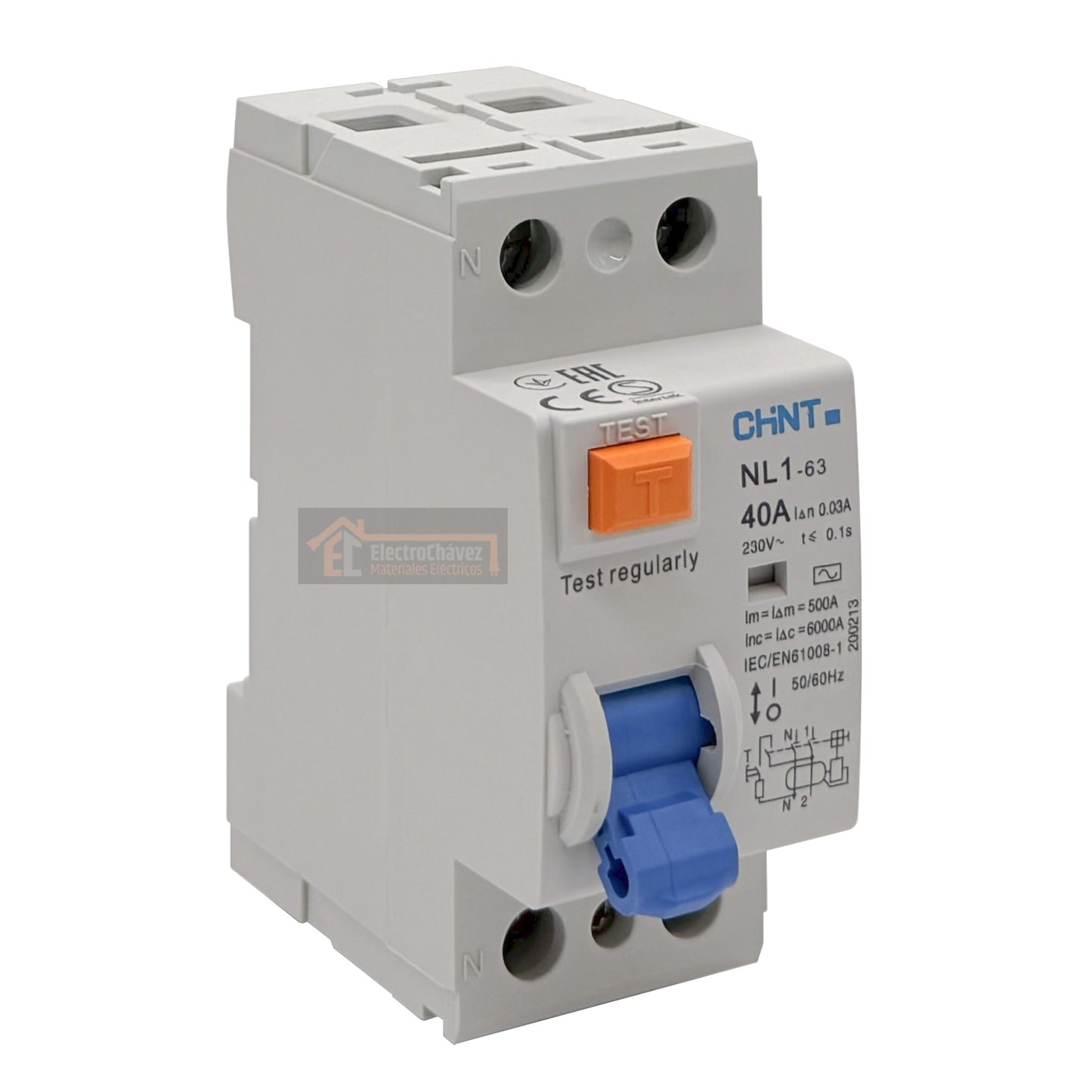 Interruptor Disyuntor Diferencial 2p 40a (2x40a) Inmunizado 30mA Tipo A - Chint