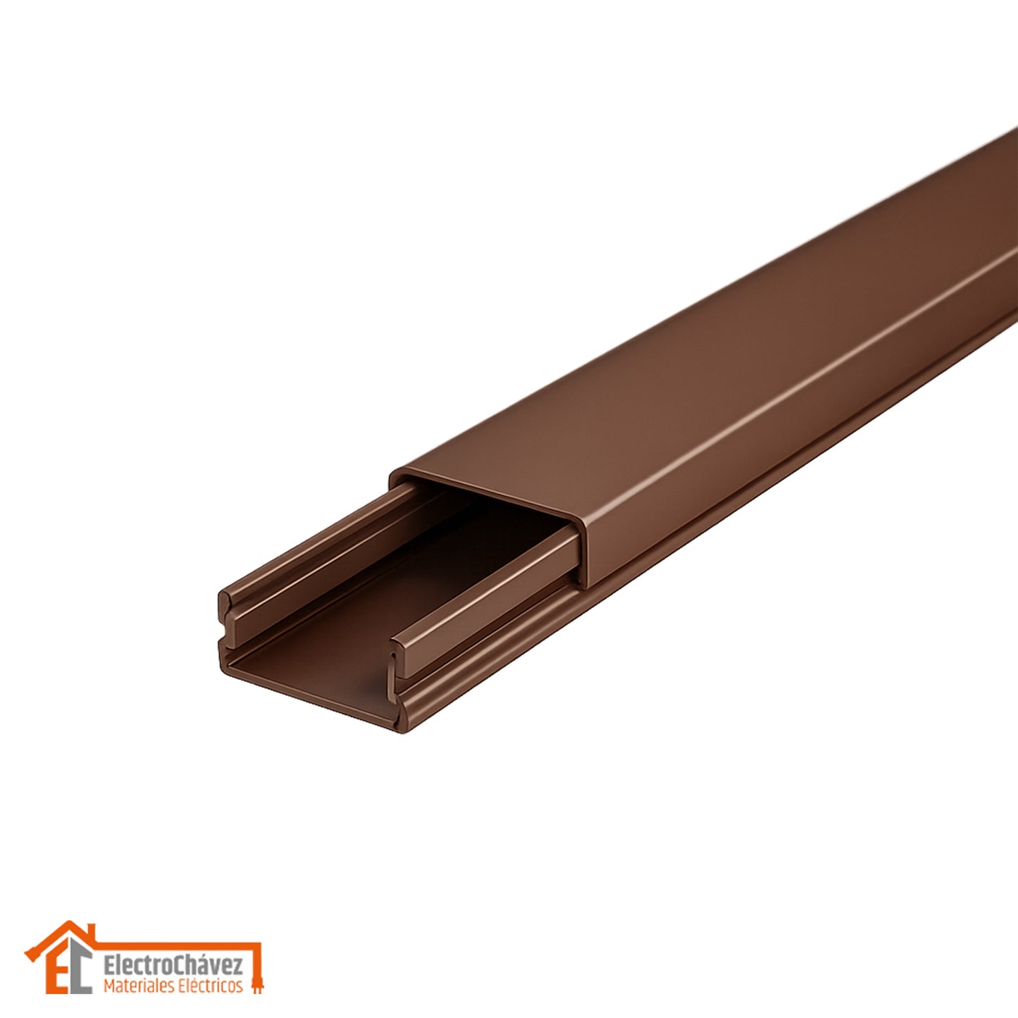 Canaleta / Moldura PVC 20x10mm Largo 2mts Café