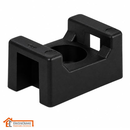 Base Atornillable Para Amarra Cable Negra