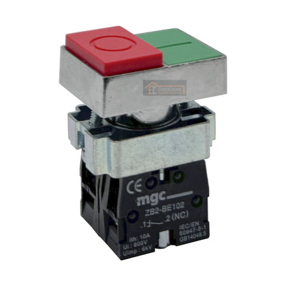 Botonera Pulsador Partir / Parar (1no+1nc) 22mm Verde / Rojo