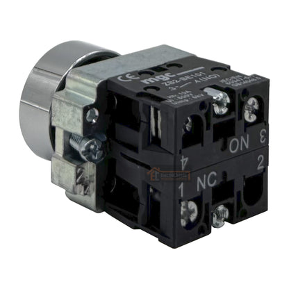 Botón Pulsador Metálico (1no+1nc) 22mm Negro / Rojo / Verde