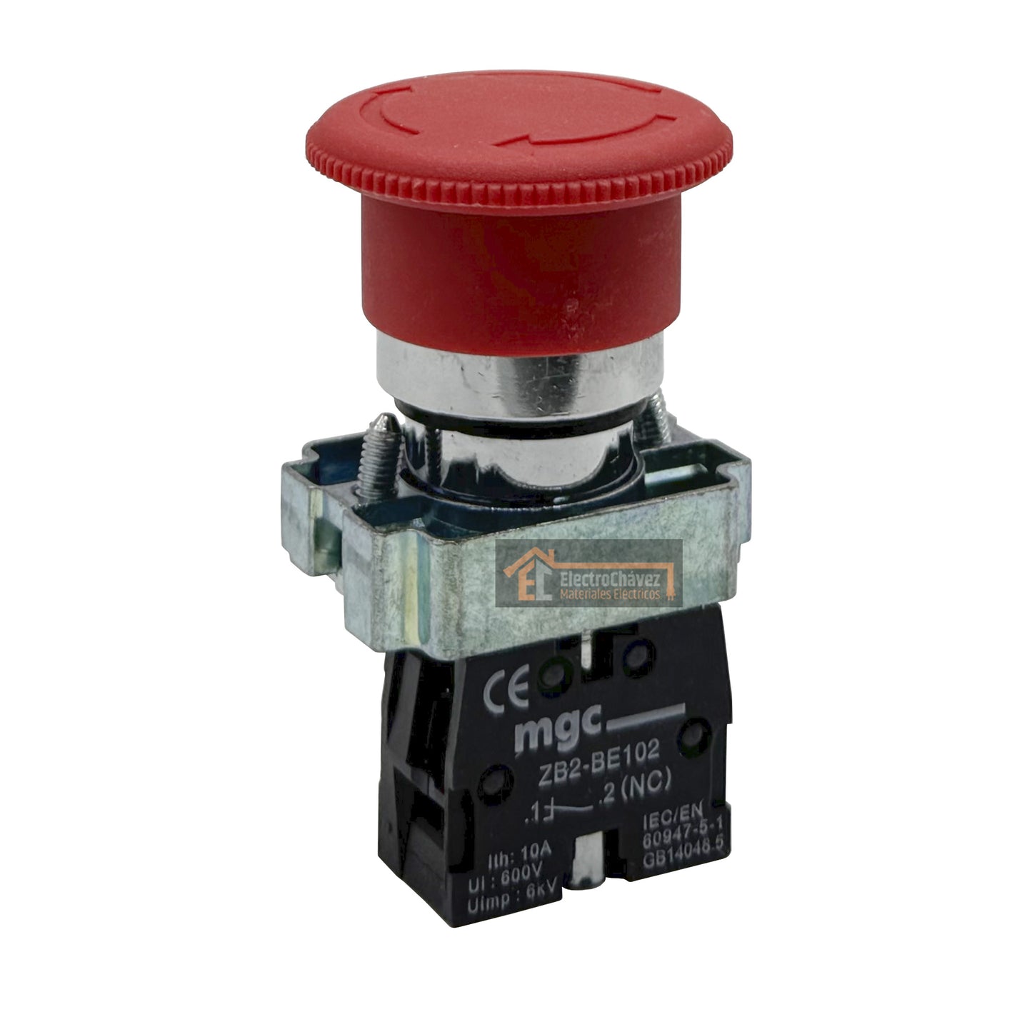 Botón Pulsador Metal Parada Emergencia 22mm Con Retención