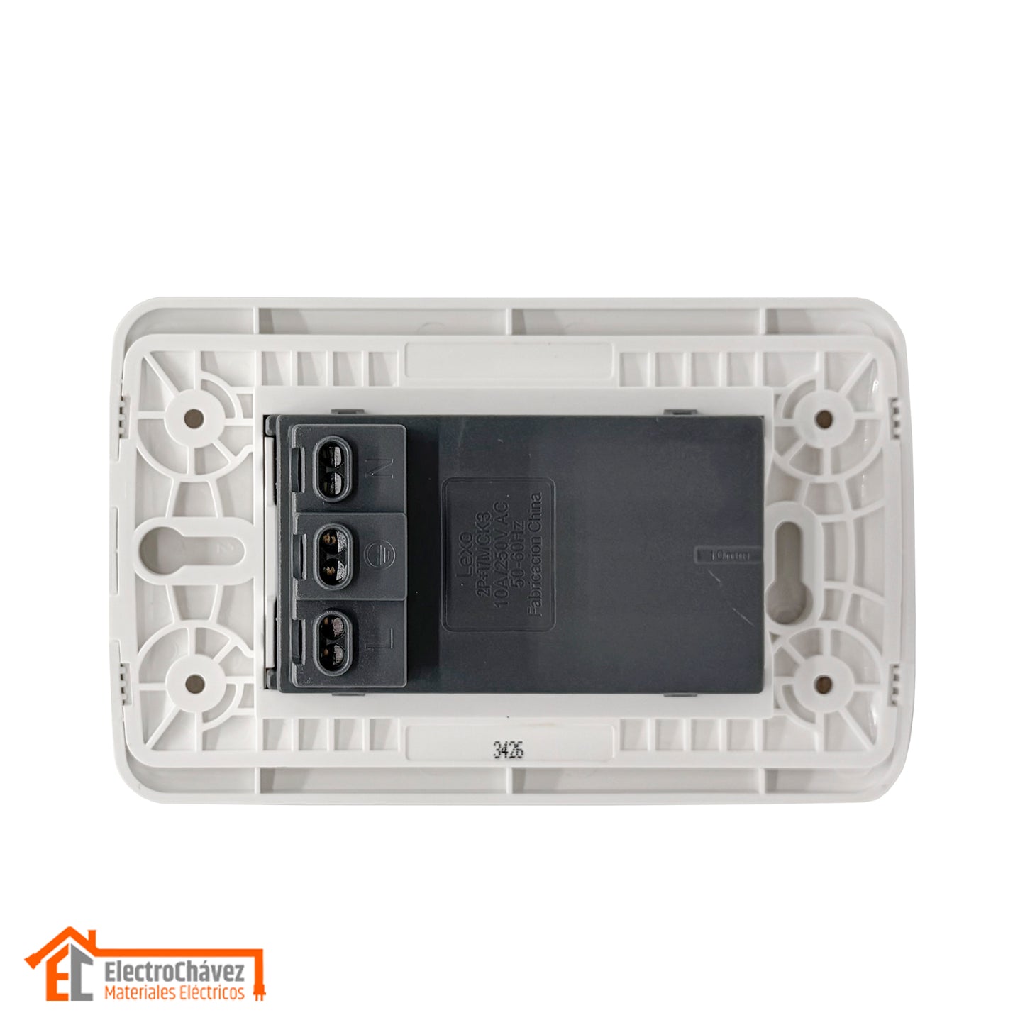 Enchufe Embutido Tríplex 2p+t 10a Blanco / Armado - Lexo