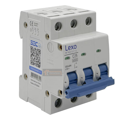 Interruptor Disyuntor Automático Tripolar 3p 25a (3x25a) 6ka Curva C - Lexo