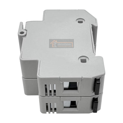 Base Portafusible Doble con Luz Piloto y Alarma 2p 10x38mm 32a Riel Din (Sin Fusible)