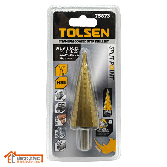 Broca Escalonada Pino 4 - 32mm Titanio Industrial - Tolsen