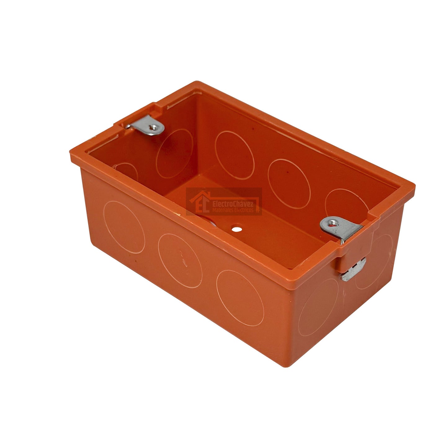 Caja Distribución Embutida Eléctrica Pvc Tabique Aro metal Naranja