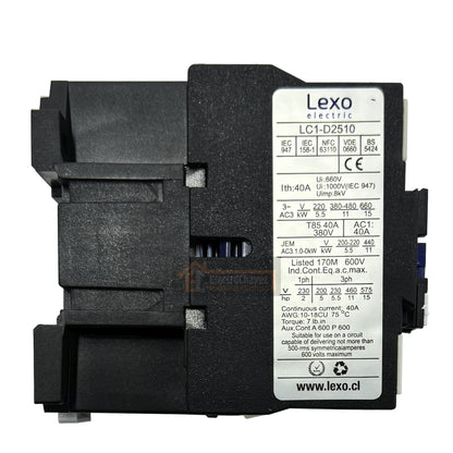 Contactor 25A / 3P + 1NO Bobina 220v - Lexo