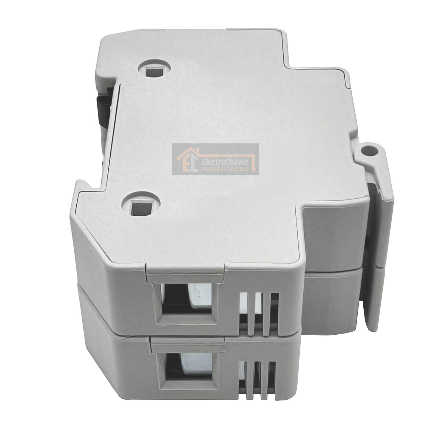 Base Portafusible Doble con Luz Piloto y Alarma 2p 10x38mm 32a Riel Din (Sin Fusible)