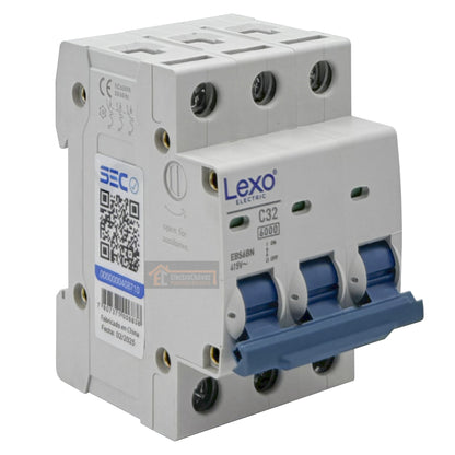 Interruptor Disyuntor Automático Tripolar 3p 32a (3x32a) 6ka Curva C - Lexo