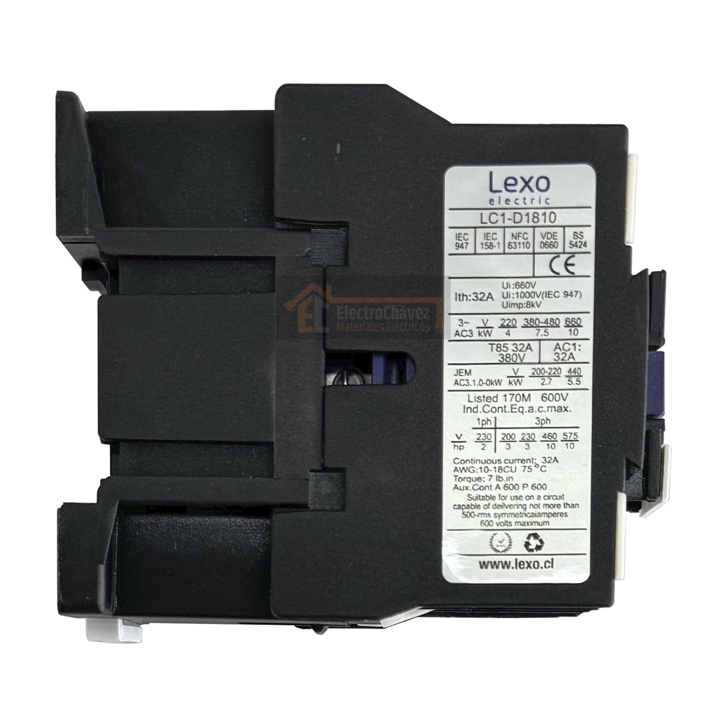Contactor 18A / 3P + 1NO Bobina 220v - Lexo